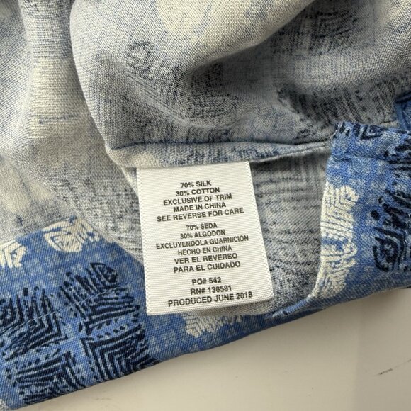 Nat Nast Mens XXL Blue White Silk Blend Geometric Short Sleeve Button Up Shirt - Picture 6 of 7